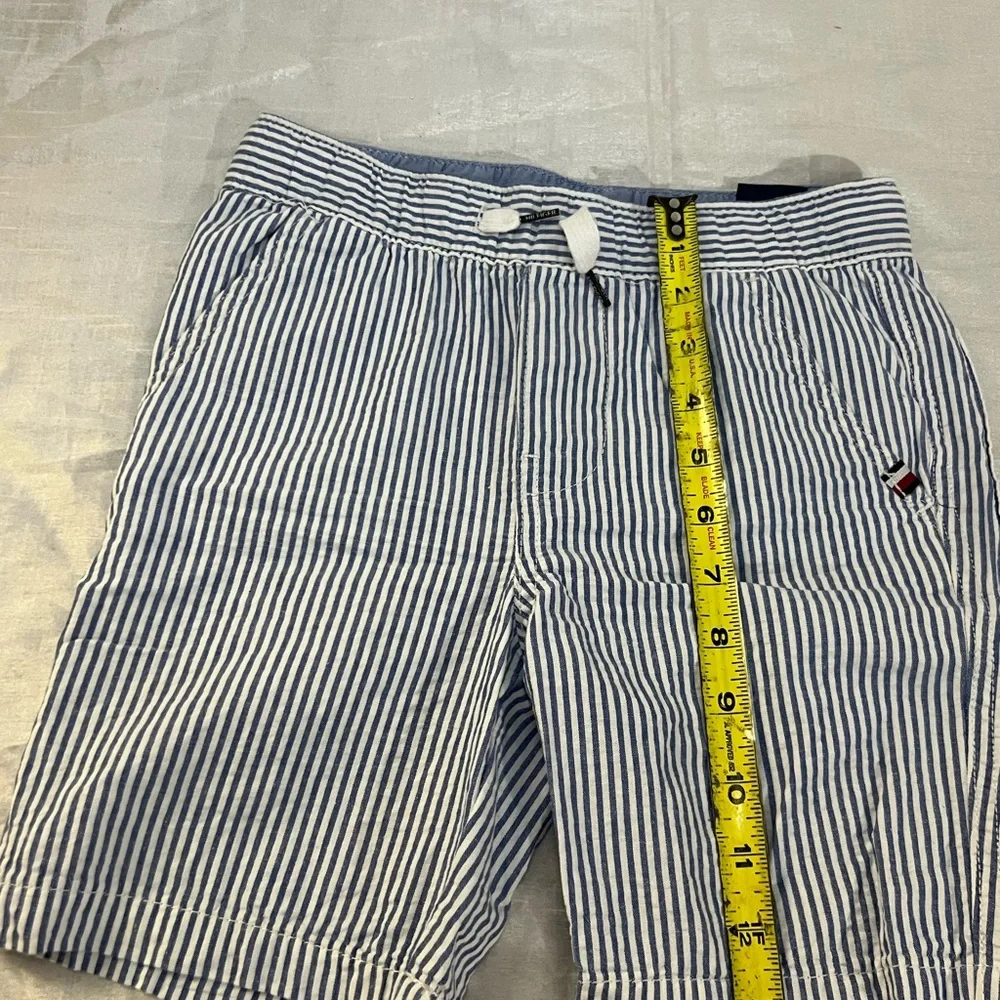 Tommy Hilfiger Boys Striped Chino Shorts Size 7 Blue White Summer Casual Preppy